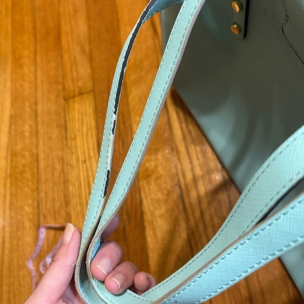 Trina Turk satchel purse bag, mint/turquoise, Pre owned And Flawed